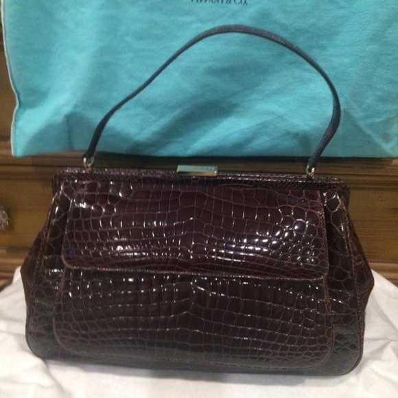 TIFFANY & CO. Brown Crocodile Laurelton Bag - Picture 2 of 8